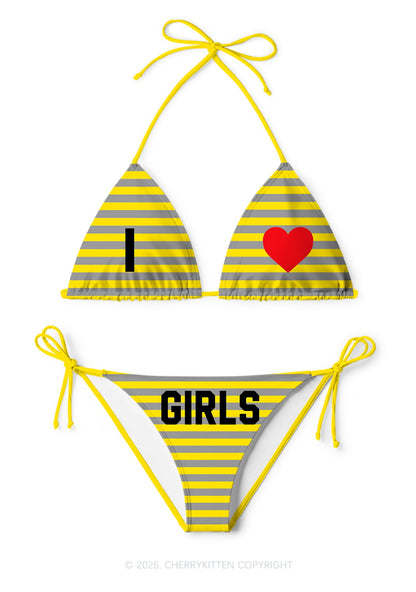 I Love Girls Pride Y2K Print Bikini Set Cherrykitten