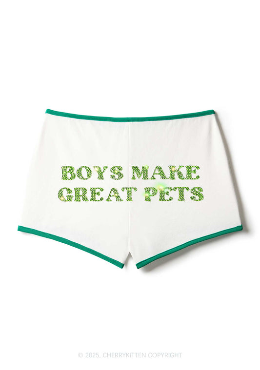 Rhinestone Boys Make Gr8 Pets Y2K Booty Shorts Cherrykitten