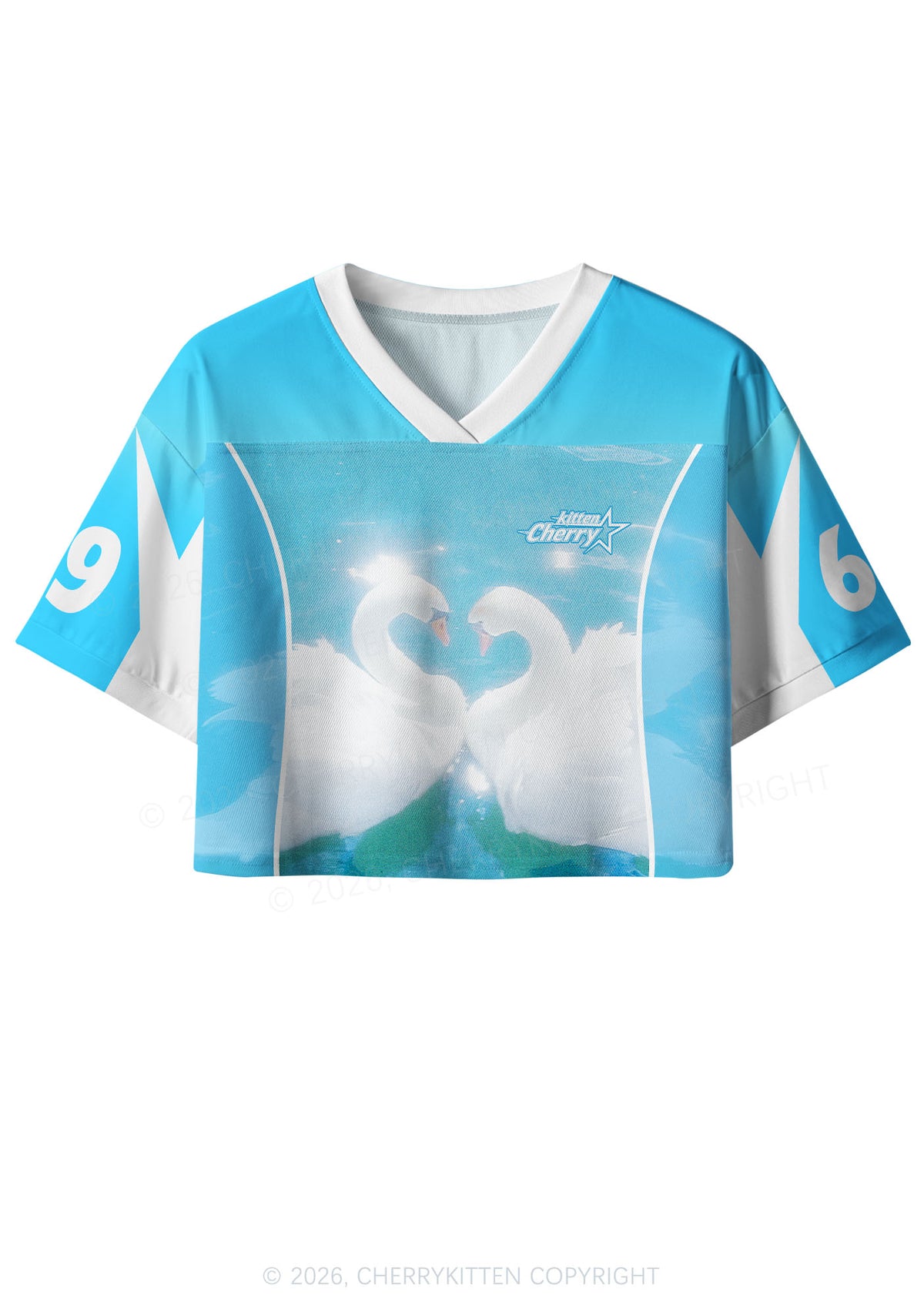 Swan Lovers Y2K Crop Sport Jersey Shirts Cherrykitten
