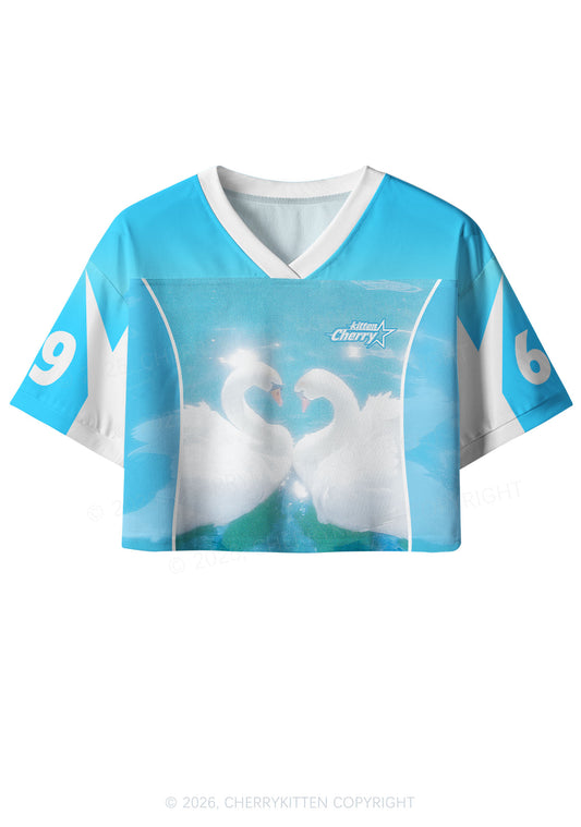 Swan Lovers Y2K Crop Sport Jersey Shirts Cherrykitten