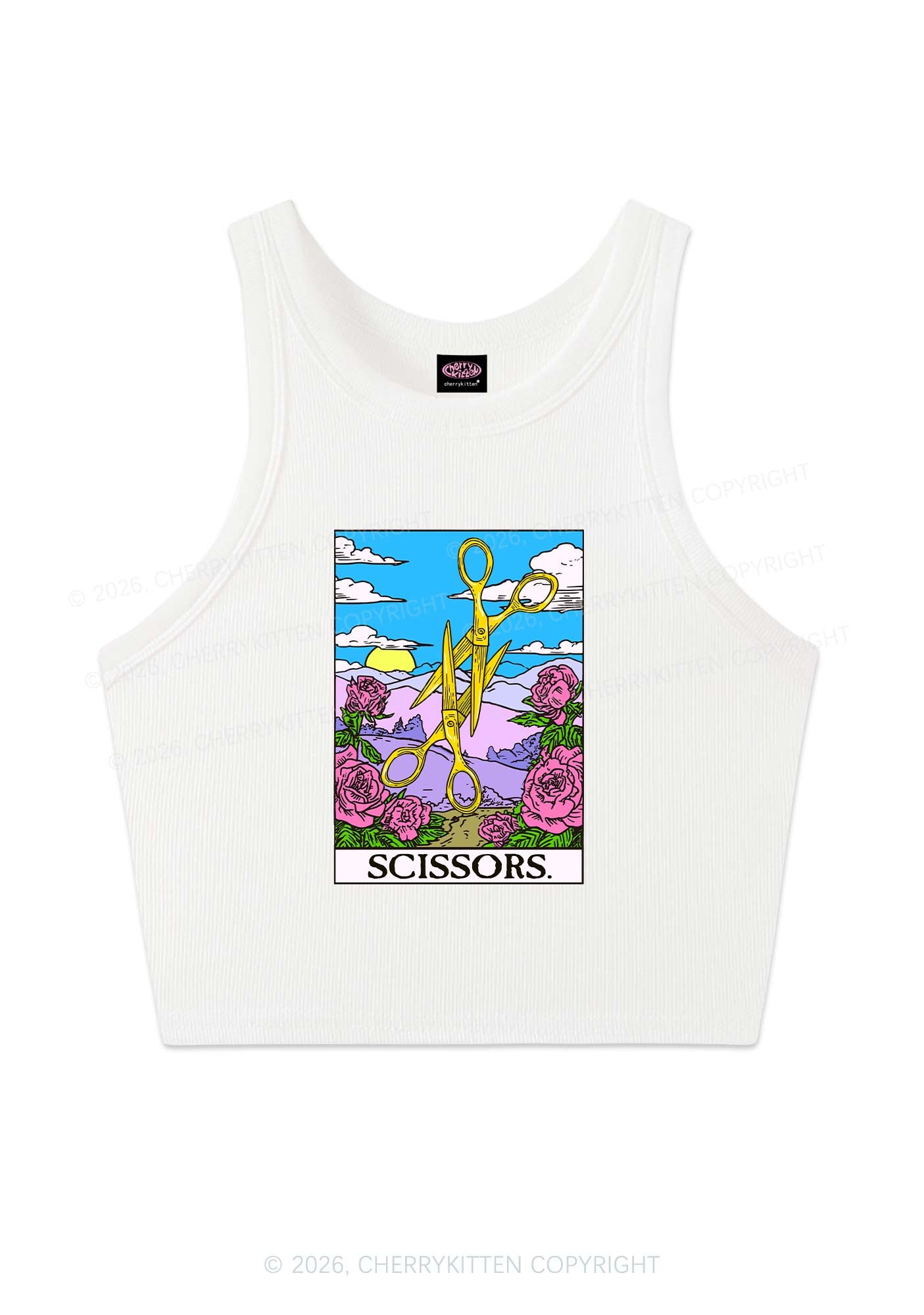 Yellow Scissors Pride Y2K Crop Tank Top Cherrykitten