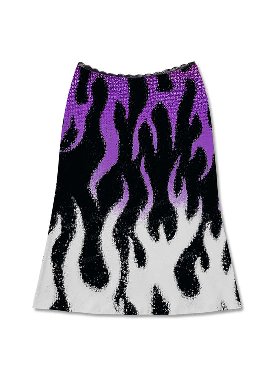Asexual Flame Pride Y2K Print Midi Skirt Cherrykitten
