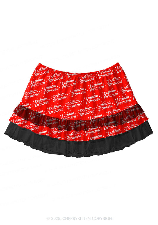 Lesbian Princess Pride Y2K Print Mini Layered Skirt Cherrykitten