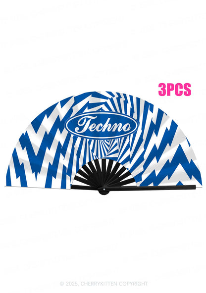 Oval Techno Y2K Rave Hand Fan Cherrykitten
