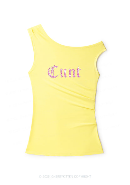 Glitter Cxxt Y2K Off Shoulder Tank Top Cherrykitten