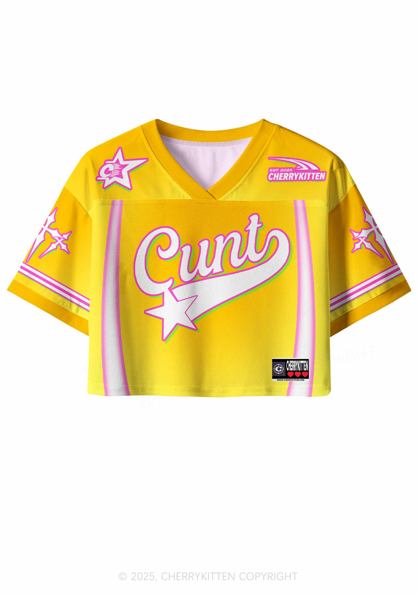 Custom Sunny Yellow Cxxt Star Y2K Crop Sport Jersey Shirts Cherrykitten