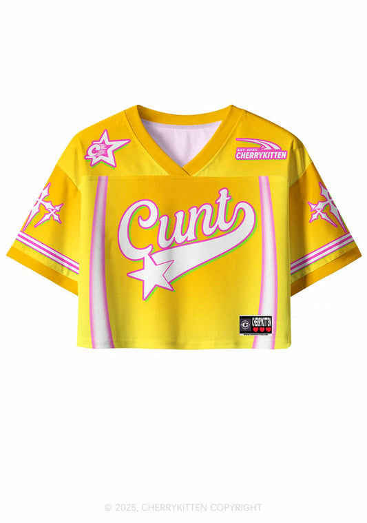 Custom Sunny Yellow Cxxt Star Y2K Crop Sport Jersey Shirts Cherrykitten