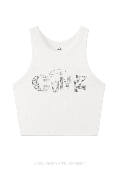 Rhinestone Cxntz Y2K Crop Tank Top Cherrykitten
