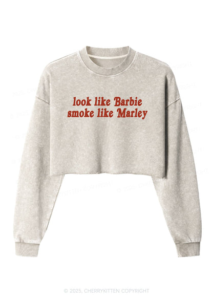 Smoke Like Marley Y2K Crop Washed Sweatshirts Cherrykitten