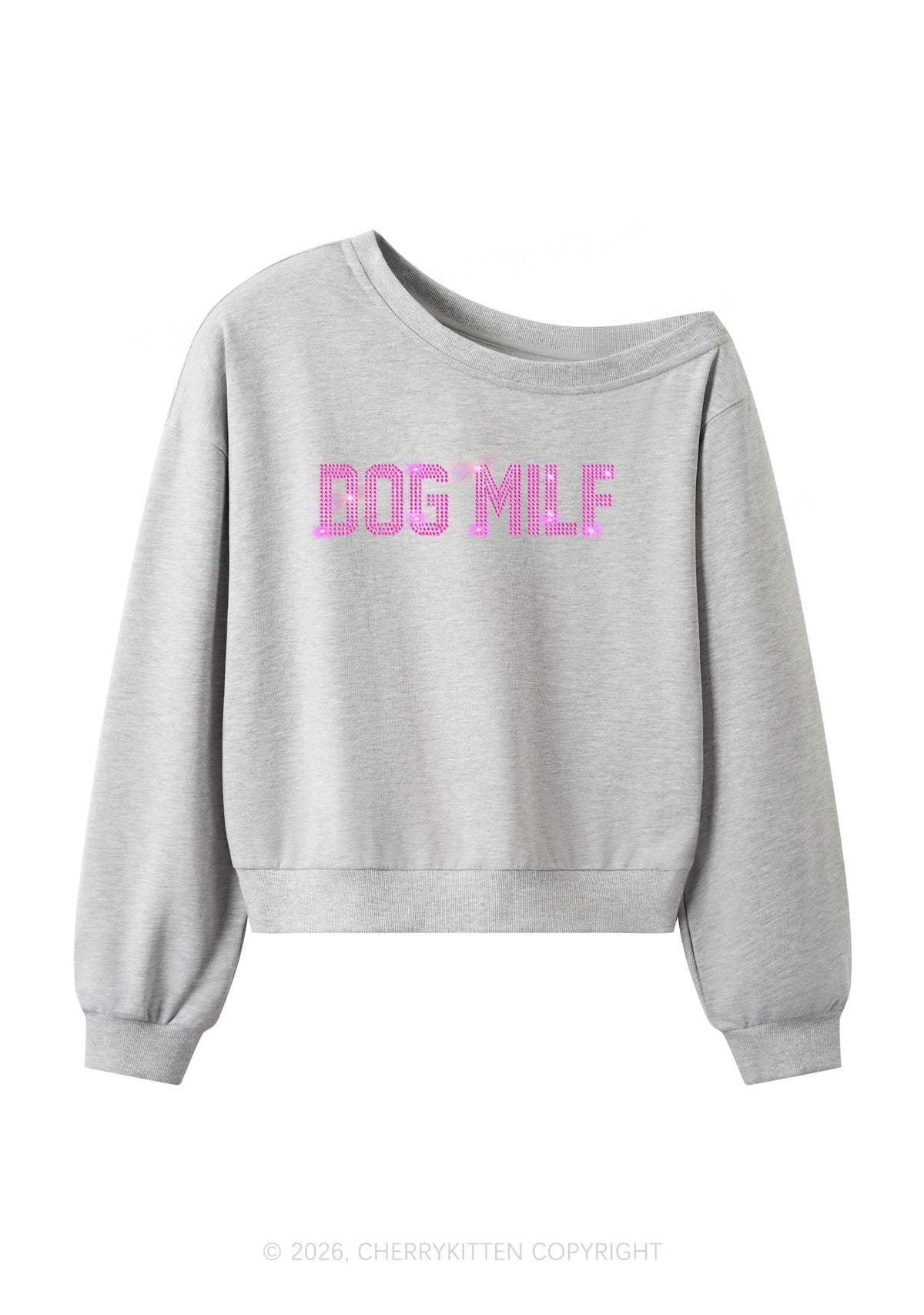 Rhinestone Dog Mxxf Y2K Off Shoulder Sweatshirts Cherrykitten