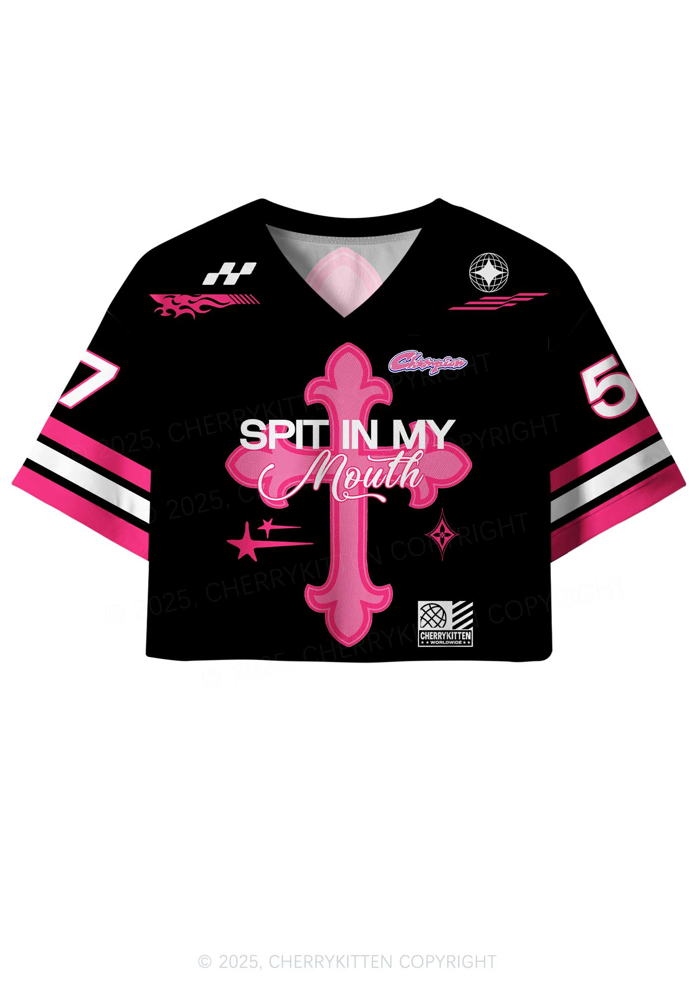 Custom Pink Cross Y2K Crop Sport Jersey Shirts Cherrykitten