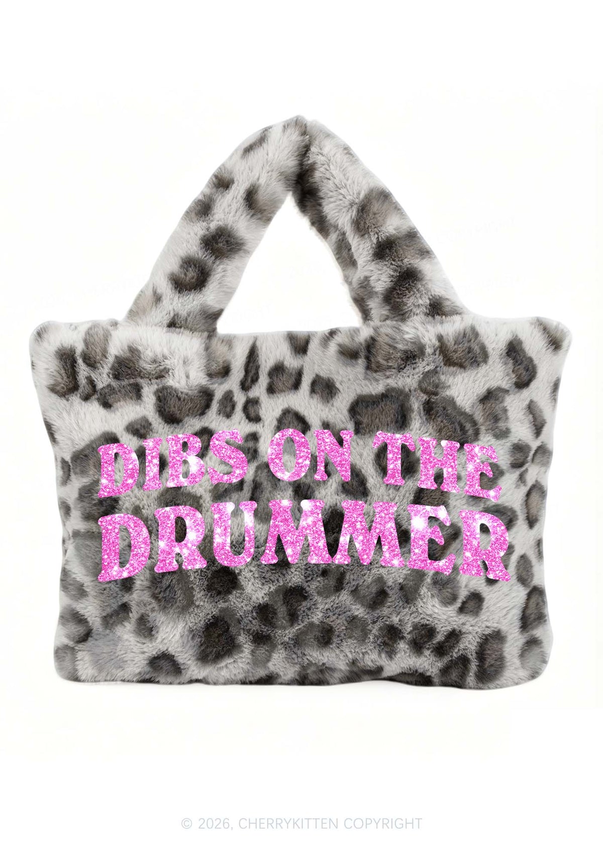 Glitter Dibs On The Drummer Y2K Plush Leopard Handbag Cherrykitten