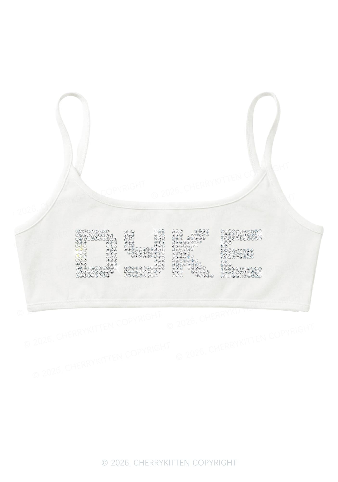 Rhinestone Dyke Pride Y2K Super Crop Cami Cherrykitten