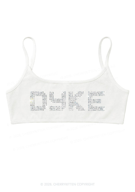 Rhinestone Dyke Pride Y2K Super Crop Cami Cherrykitten