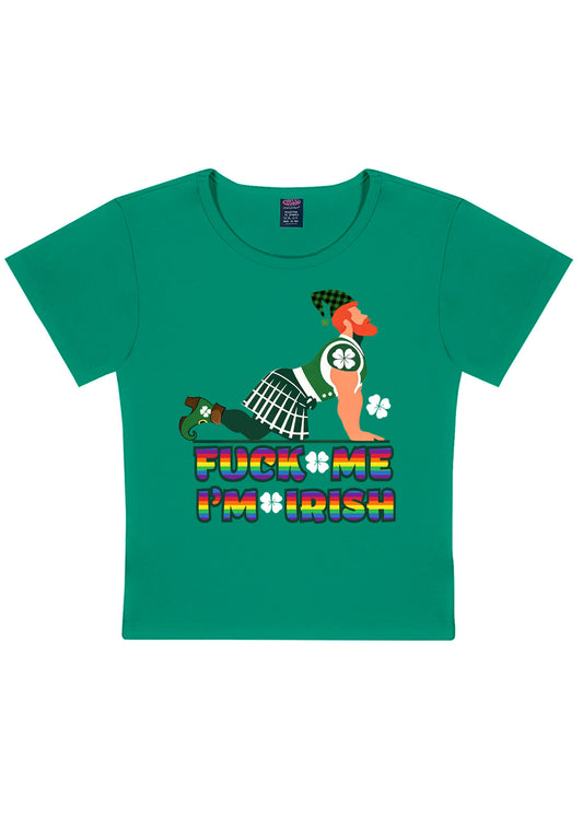 Fxxk Me Im Irish St Patricks Y2K Baby Tee Cherrykitten