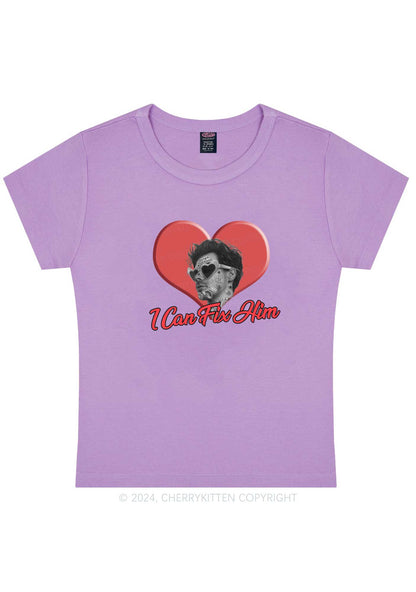 Fix Him Custom Photo Y2K Baby Tee Cherrykitten