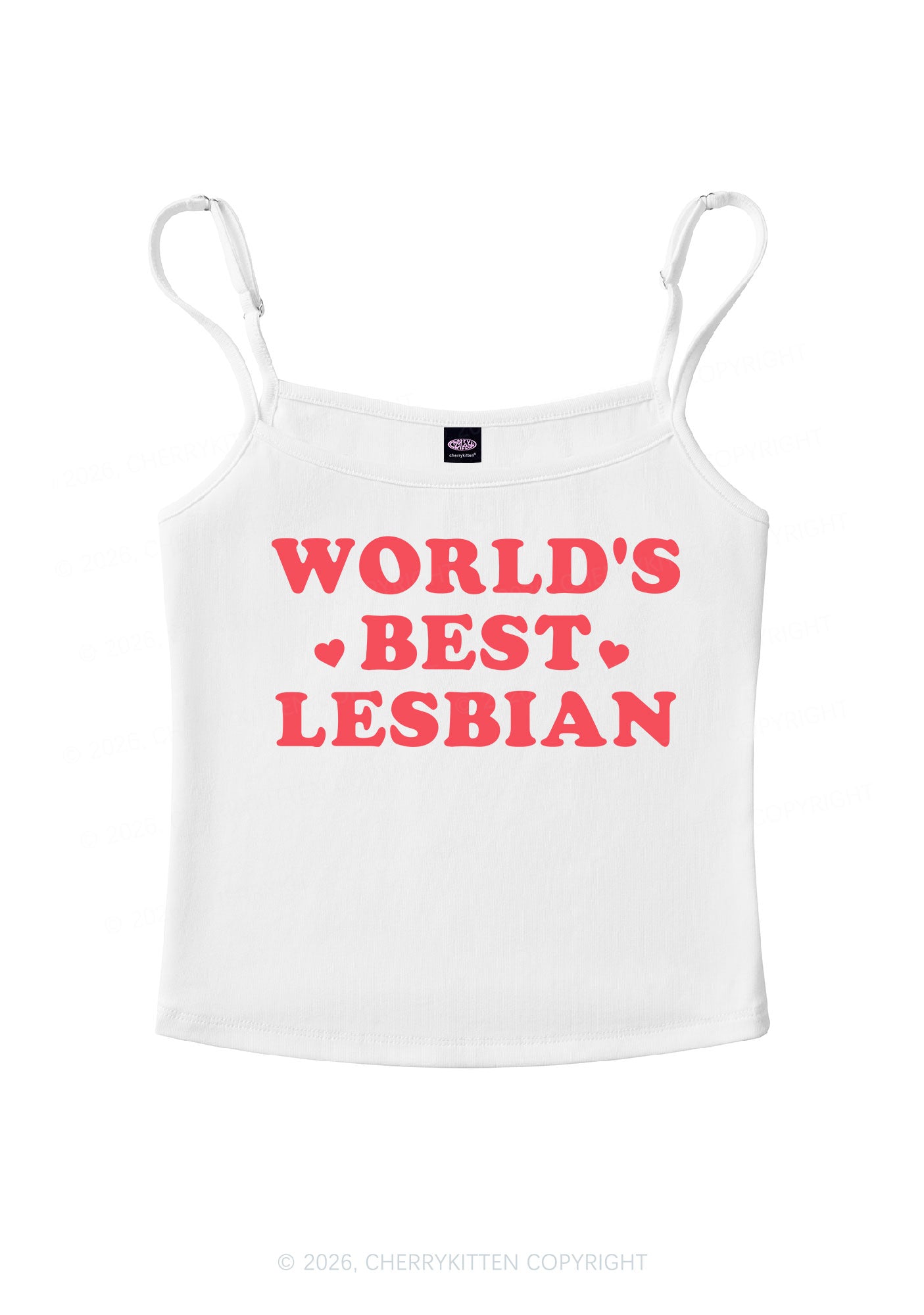 Worlds Best Lesbian Pride Y2K Spaghetti Strap Cami Cherrykitten