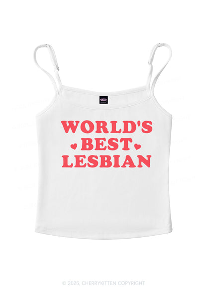 Worlds Best Lesbian Pride Y2K Spaghetti Strap Cami Cherrykitten