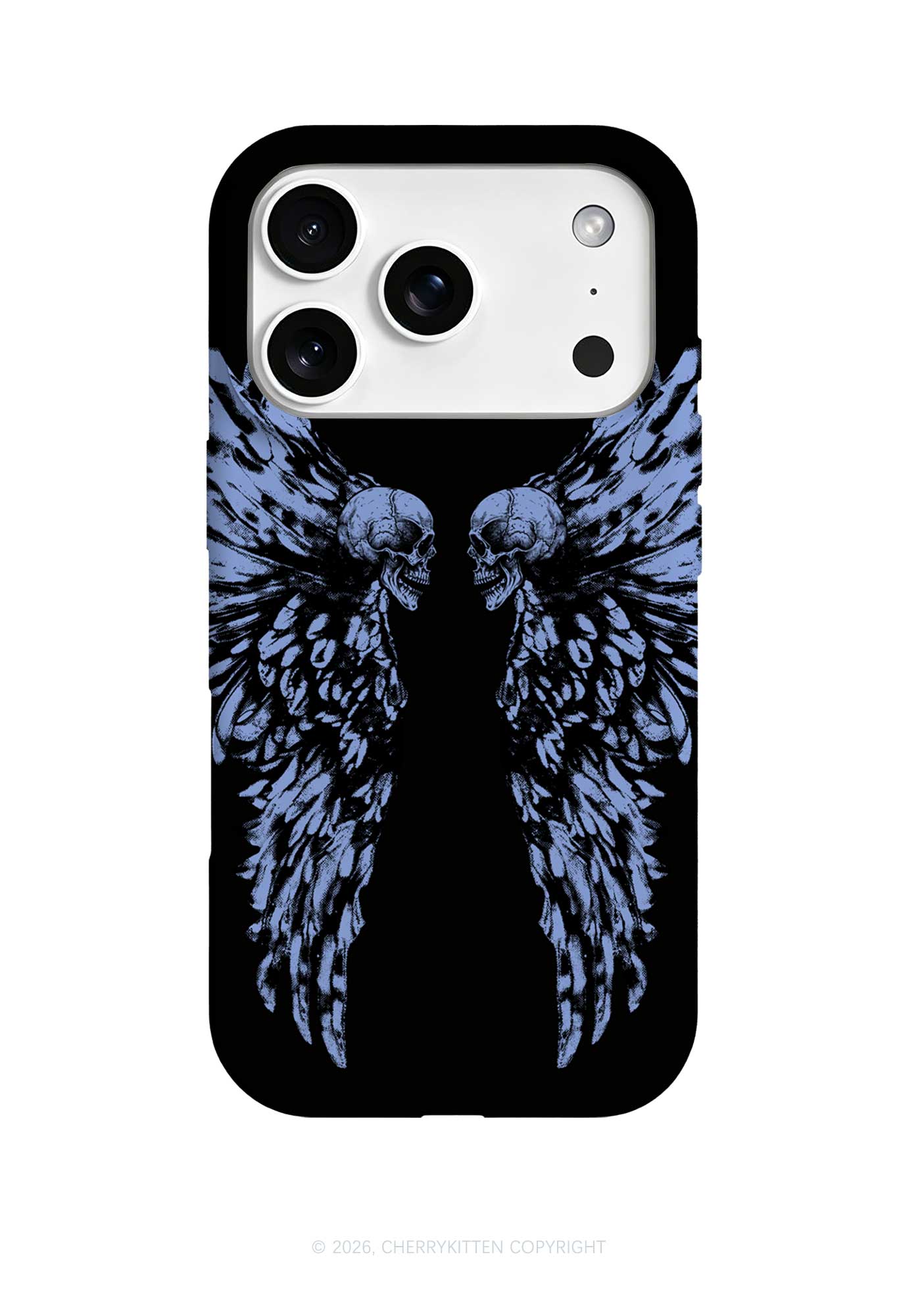 Halloween Blue Skull Angel Wings Y2K Phone Case Cherrykitten