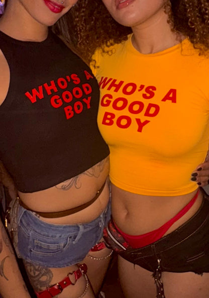 Who's A Good Boy Y2K Baby Tee Cherrykitten