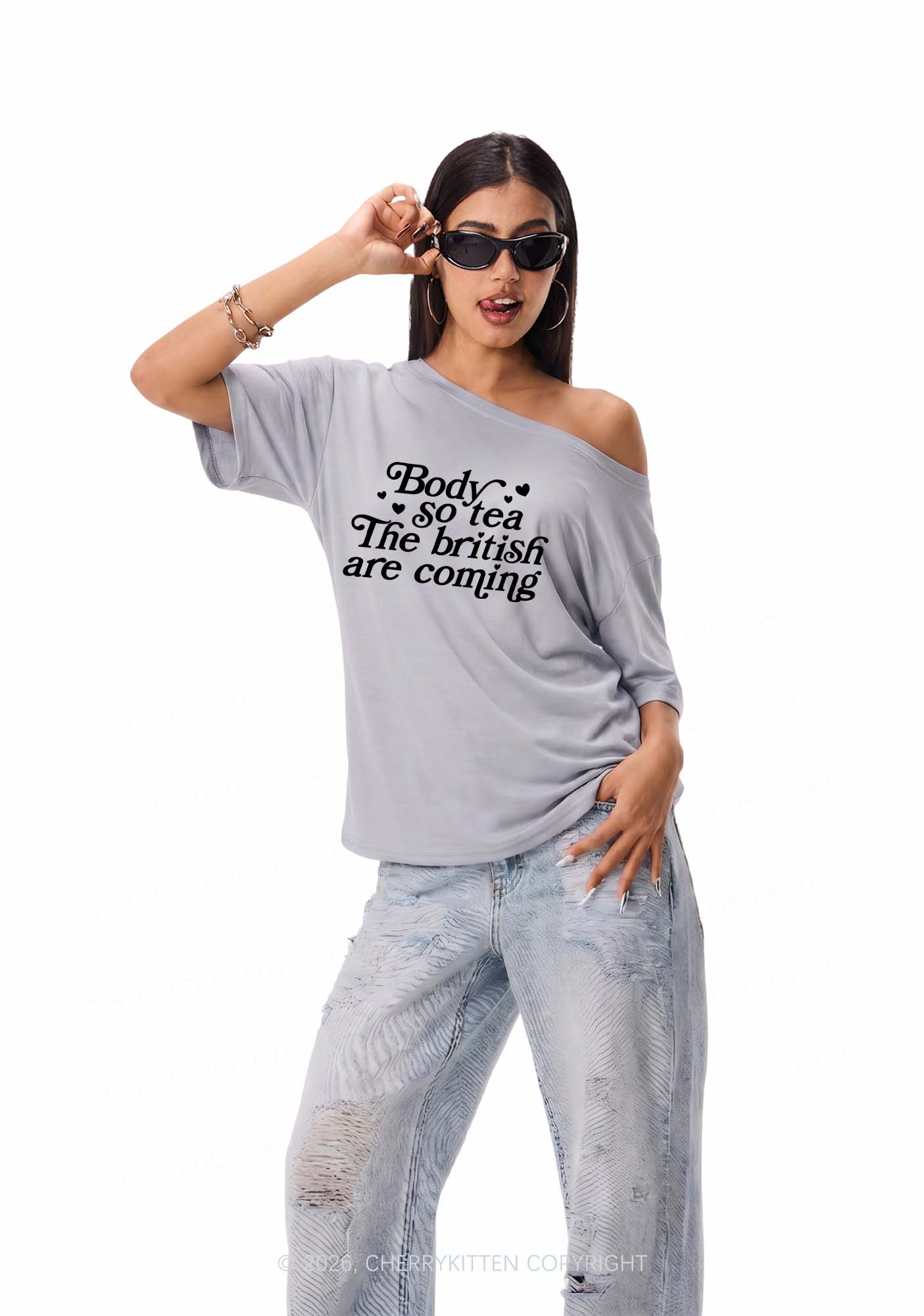The British Are Coming Y2K Off Shoulder Tee Cherrykitten