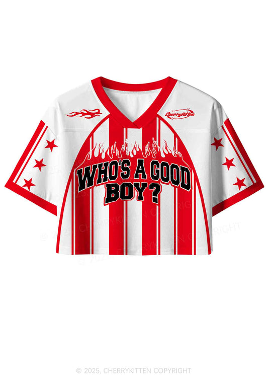 Custom Who Is Good Boy Y2K Crop Sport Jersey Shirts Cherrykitten