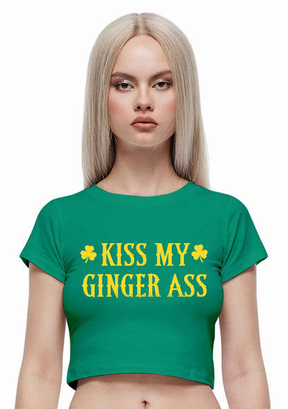 Kiss My Ginger Axx St Patricks Y2K Baby Tee Cherrykitten