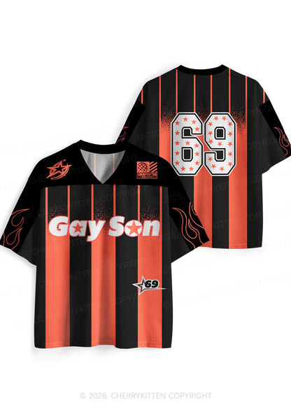 Orange Stripes Gay Son Pride Y2K Sport Jersey Shirts Cherrykitten