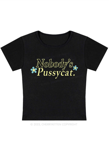 Curvy Nobody's Pussycat Flowers Baby Tee Cherrykitten