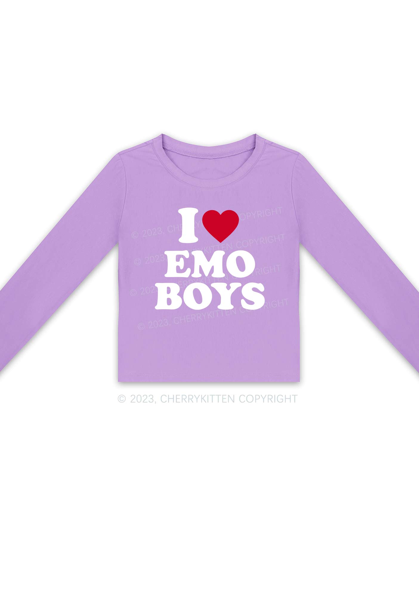 I Love Emo Boys Long Sleeve Crop Top Cherrykitten