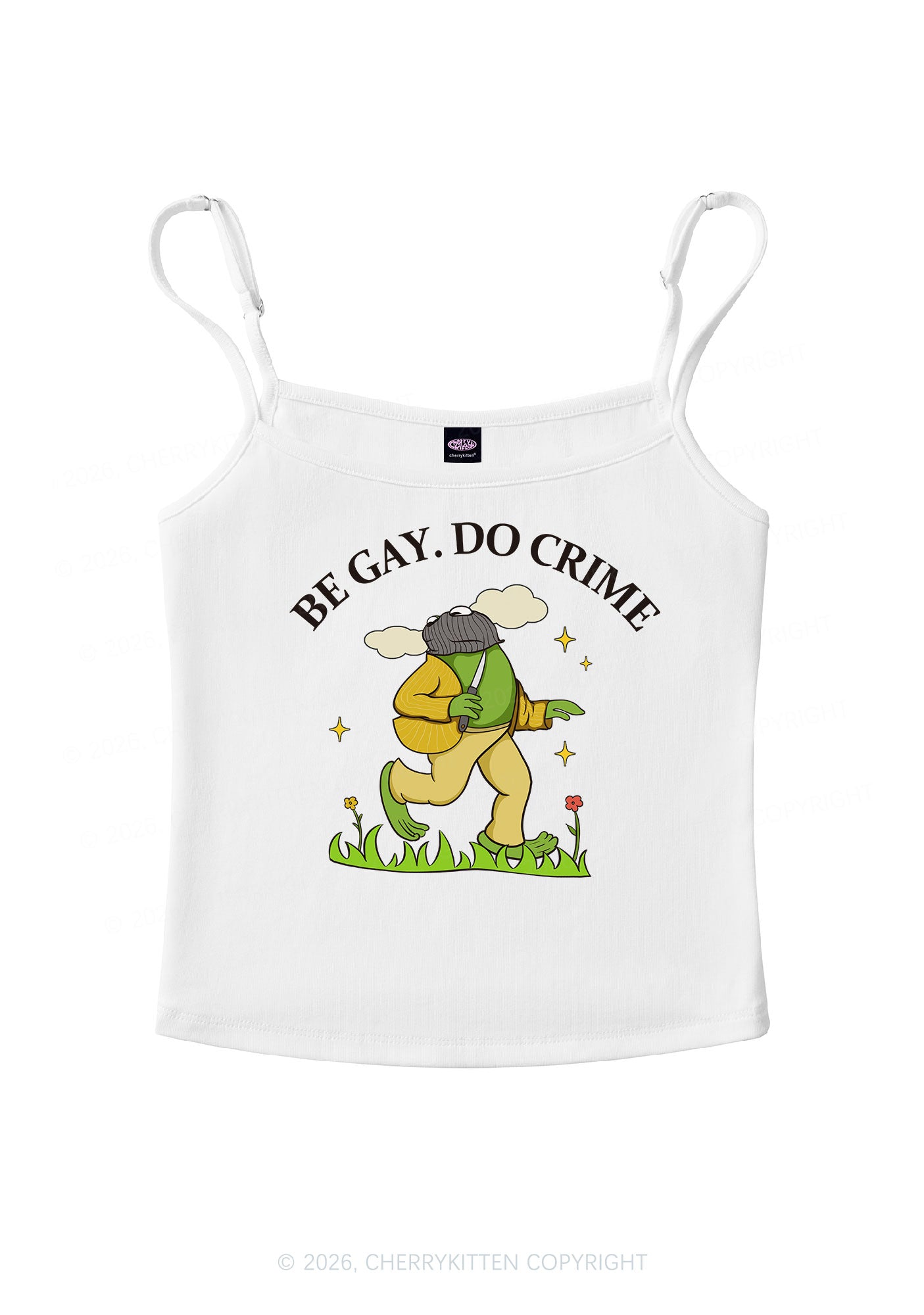 Be Gay Do Crime Frog Pride Y2K Spaghetti Strap Cami Cherrykitten