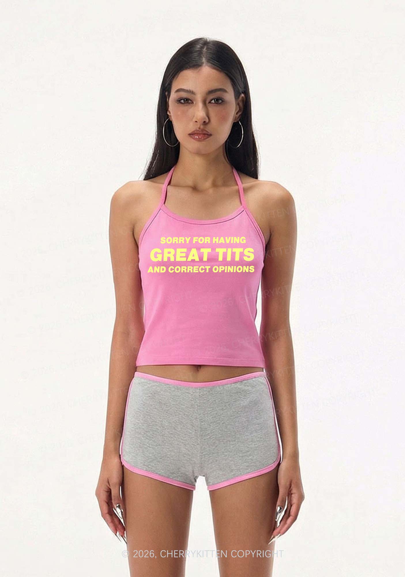 Sorry For Having Correct Opinions Y2K Halter Neck Cami Cherrykitten