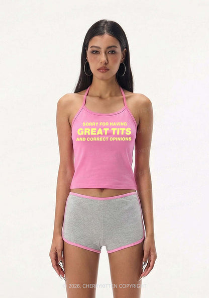 Sorry For Having Correct Opinions Y2K Halter Neck Cami Cherrykitten