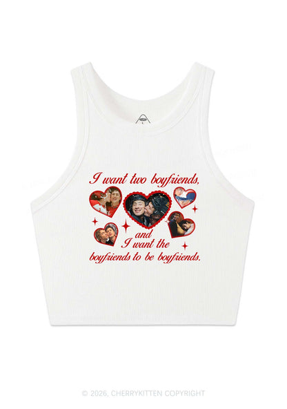 I Want Two Boyfriends HR Y2K Crop Tank Top Cherrykitten