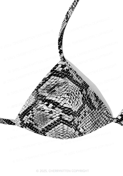 Black Snake Skin Pattern Y2K Print Bikini Set Cherrykitten
