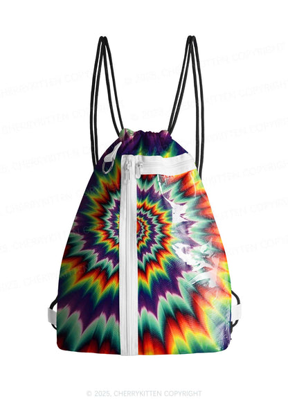 Rainbow Optical Illusion Y2K Drawstring Itabag Backpack Cherrykitten