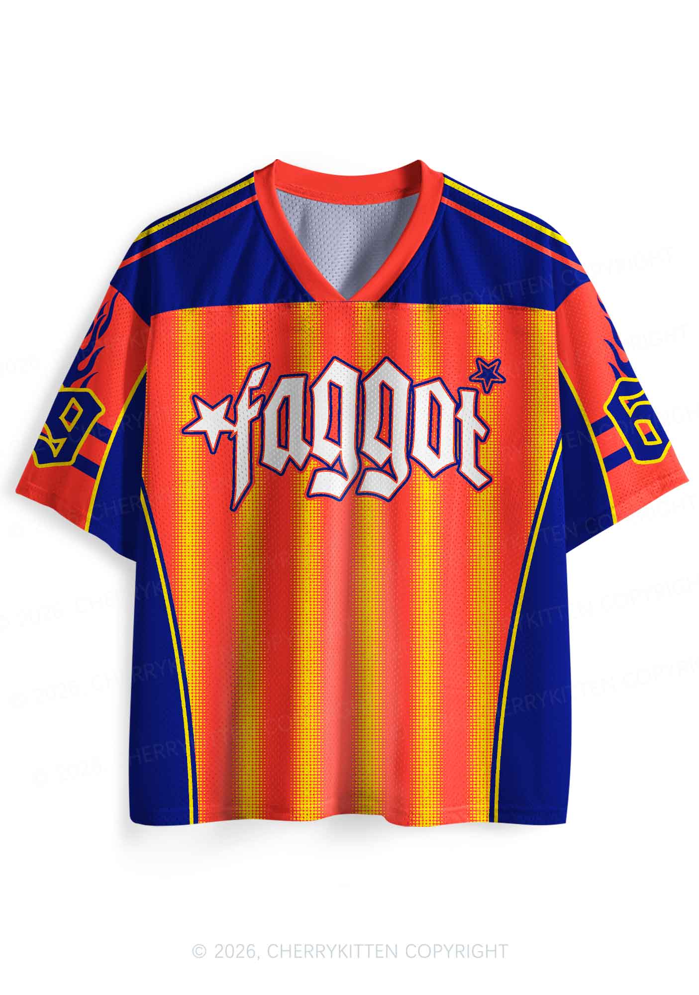 Faggot Orange Yellow Stripes Pride Y2K Sport Jersey Shirts Cherrykitten