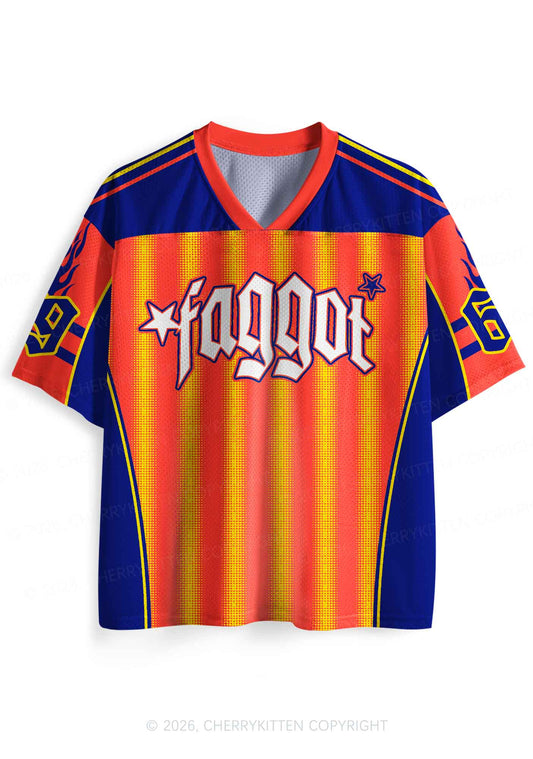 Faggot Orange Yellow Stripes Pride Y2K Sport Jersey Shirts Cherrykitten