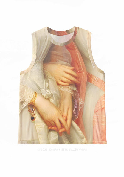 Sapphic Hands Pride Y2K Mesh Muscle Tank Cherrykitten