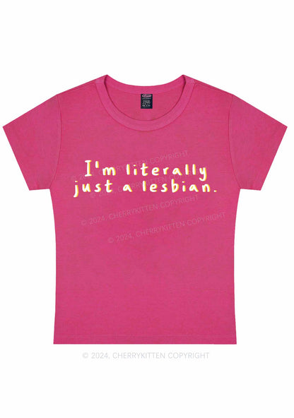 Curvy Just A Lesbian Y2K Baby Tee Cherrykitten