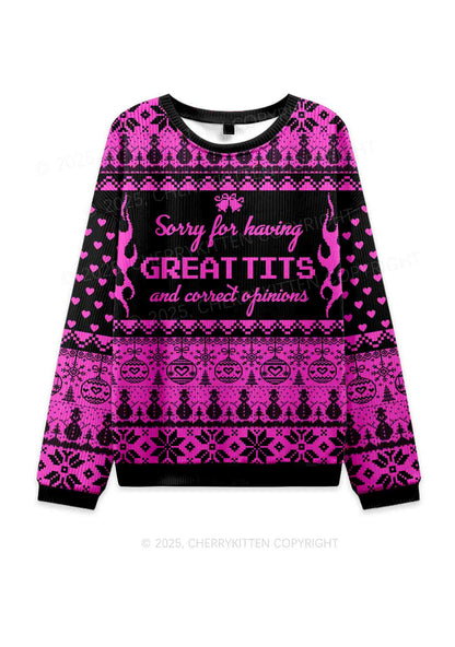 Sorry For Having Correct Opinions Y2K Christmas Knit Sweatshirt Cherrykitten