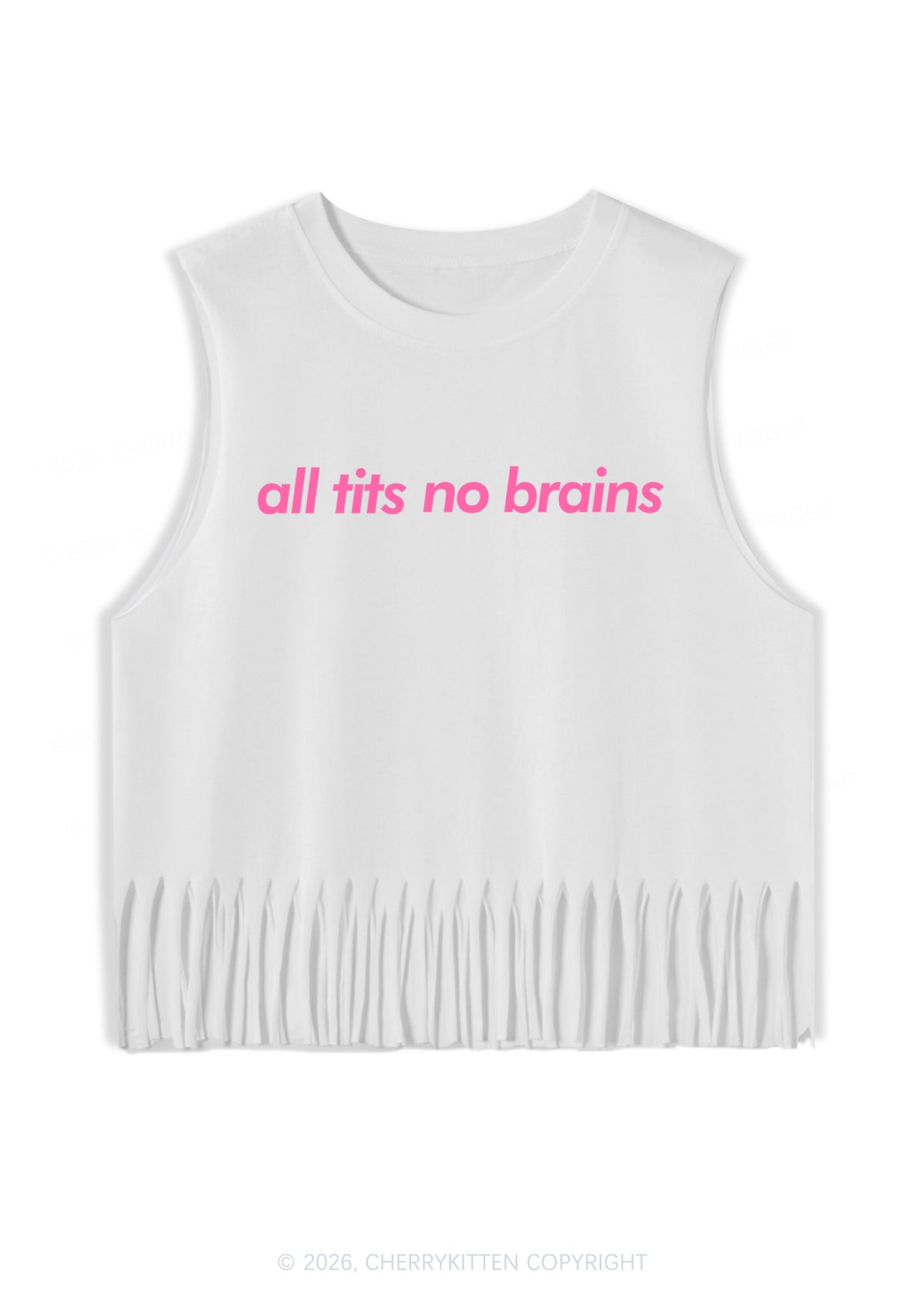All Txts No Brains Y2K Fringe Tank Top Cherrykitten