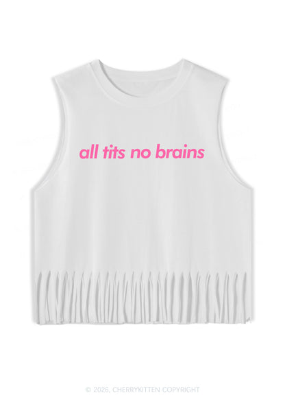 All Txts No Brains Y2K Fringe Tank Top Cherrykitten