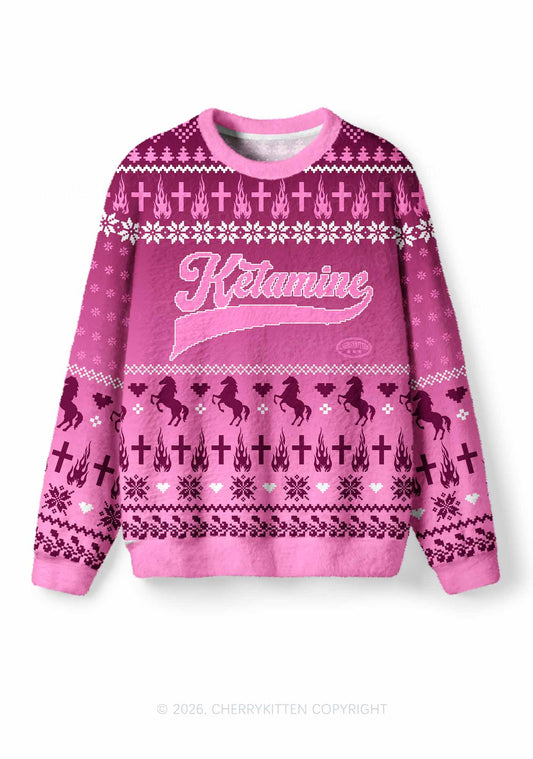 Pink K Pony Y2K Christmas Knit Sweatshirt Cherrykitten