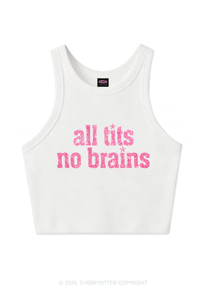Glitter All Txts No Brains Y2K Crop Tank Top Cherrykitten