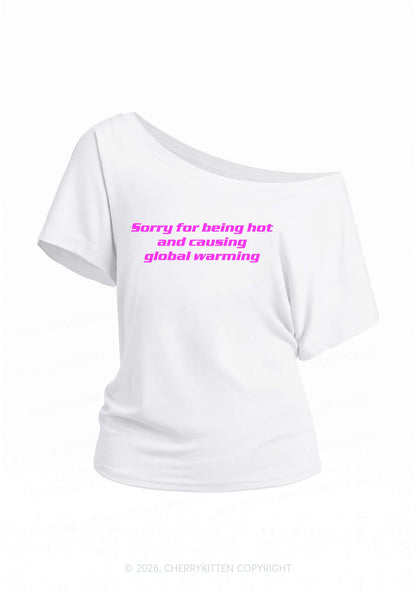 Sorry For Causing Global Warming Y2K Off Shoulder Tee Cherrykitten