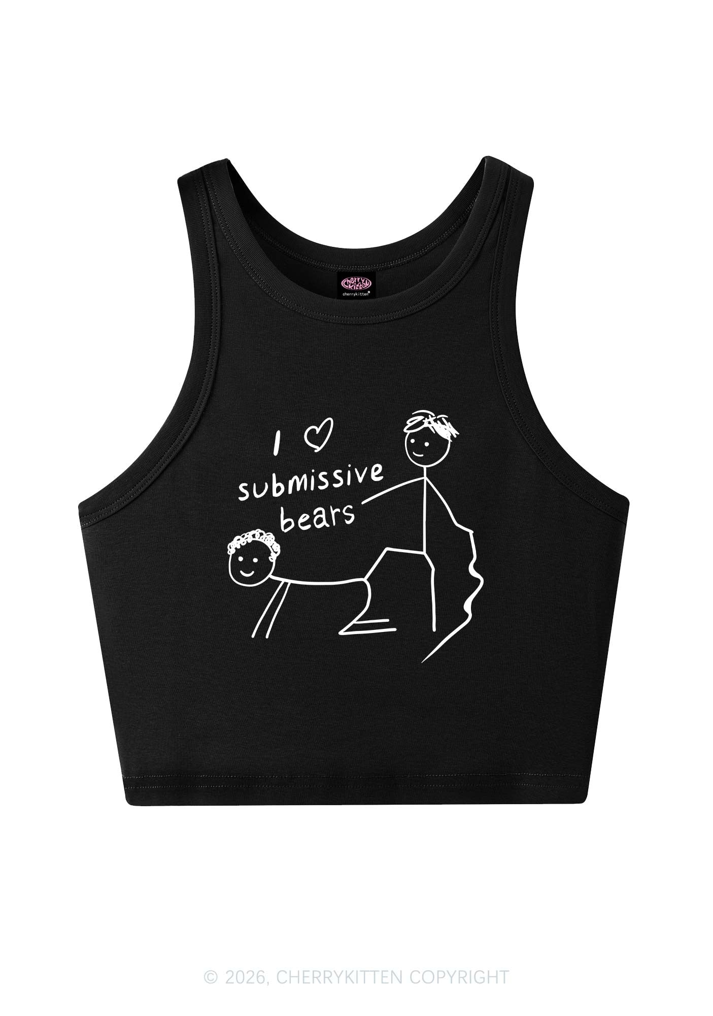 I Love S Bears Y2K Crop Tank Top Cherrykitten