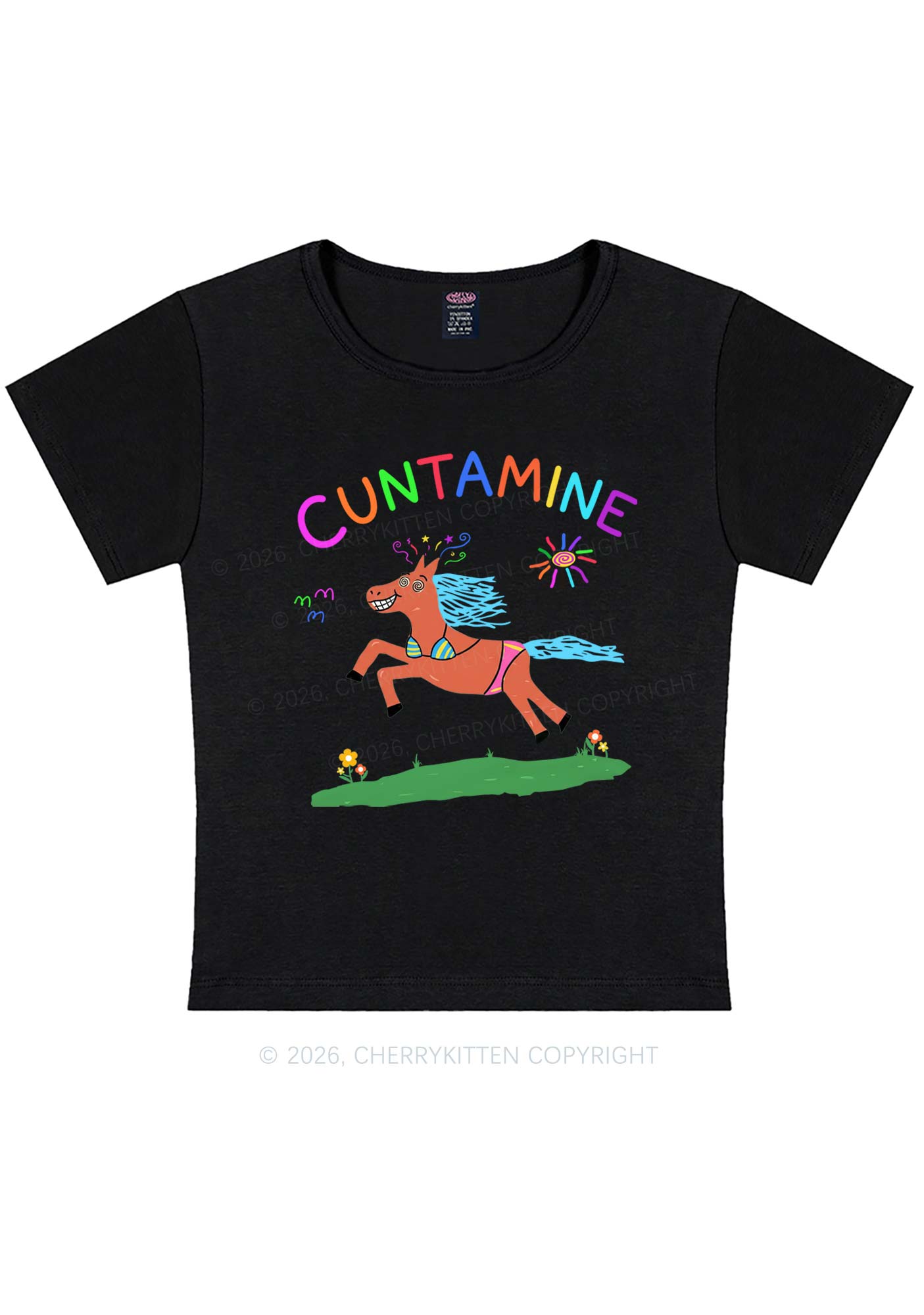 Cxxtamine Pony Y2K Baby Tee Cherrykitten