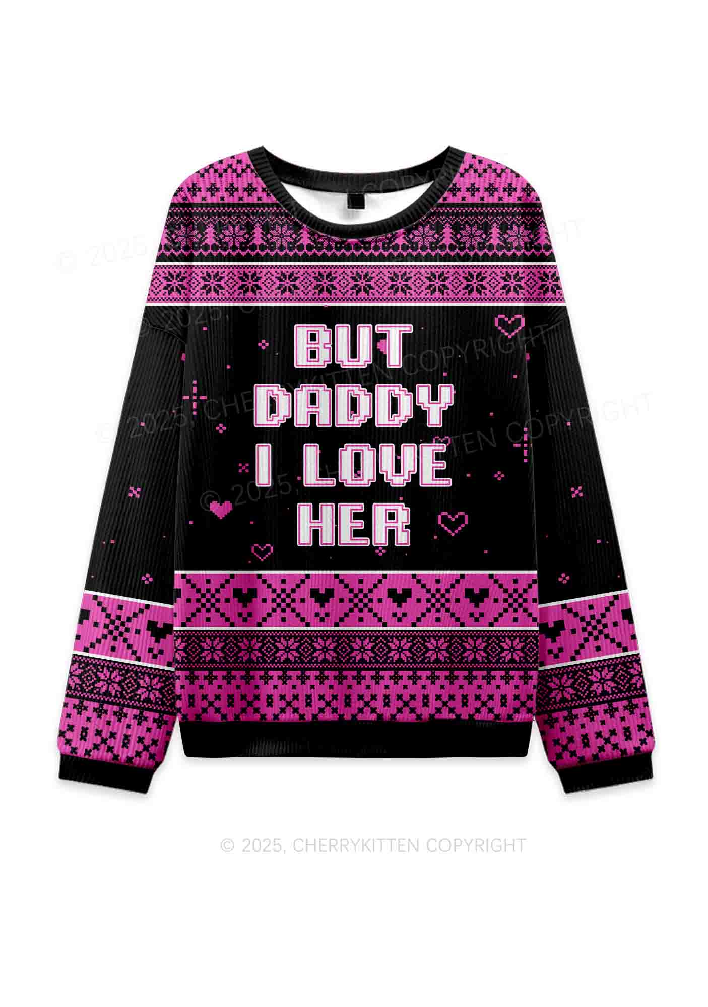 But Daddy I Love Her Y2K Christmas Knit Sweatshirt Cherrykitten