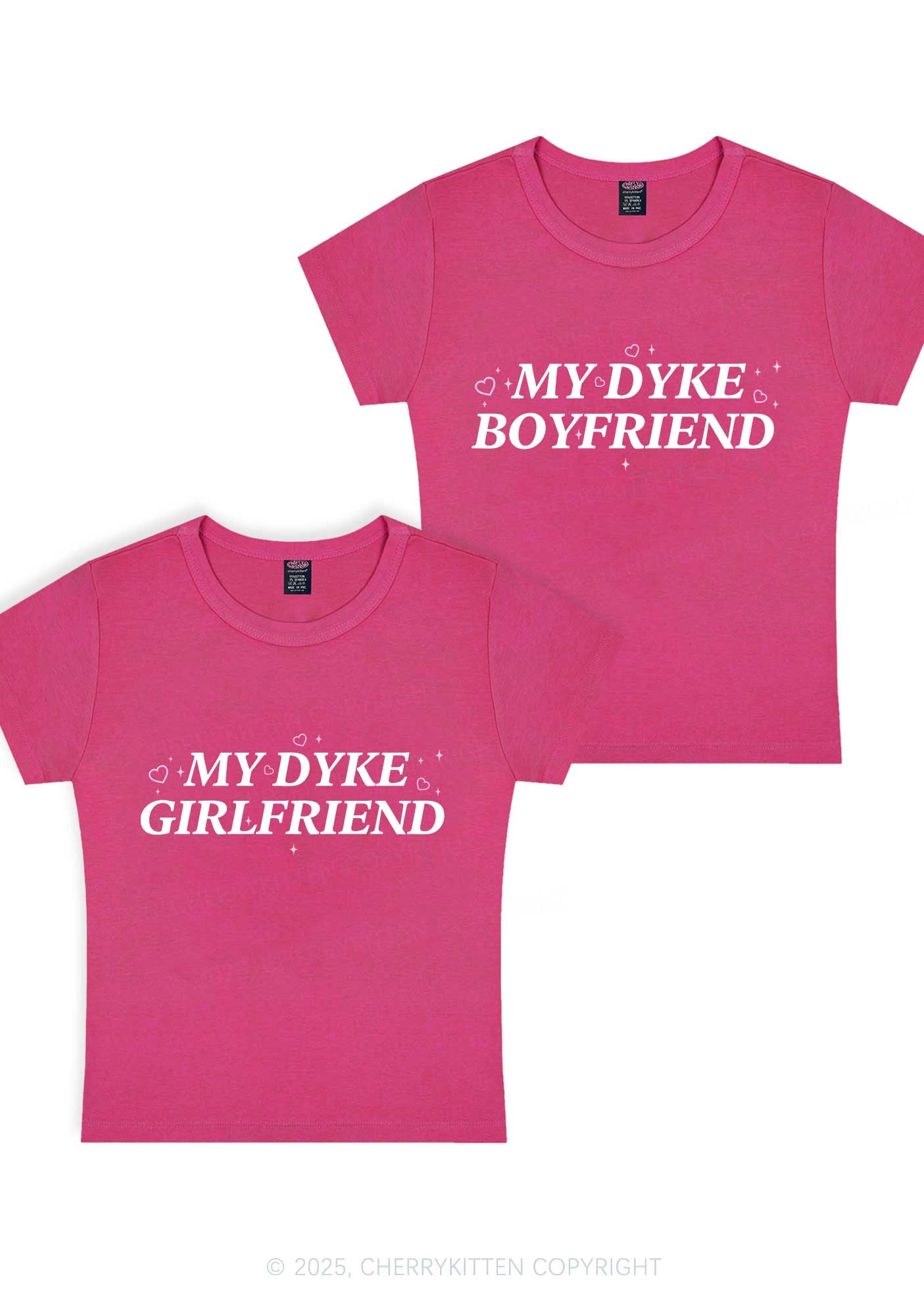 My Dyke BF GF Y2K Valentine's Day Baby Tee Cherrykitten